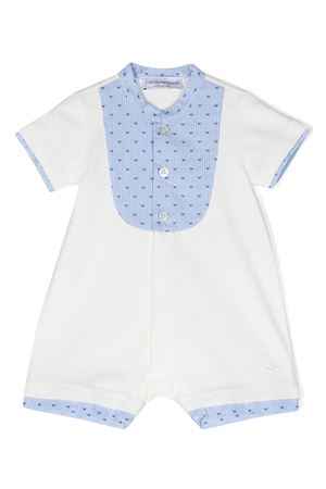 Tutina in cotone bianco e blu EMPORIO ARMANI KIDS | 3DND13NJ0XZF742